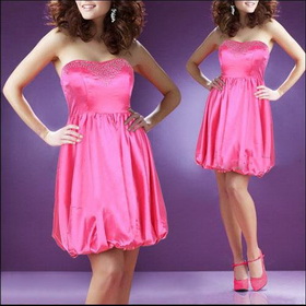 03181PK Free Shipping Sexy Shinning Pink Fashion Party Strapless Cocktail Dress