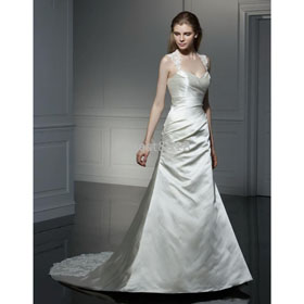 Embellished Bridal Gowns Sleeves A Line Wedding Dresses Buttons Back