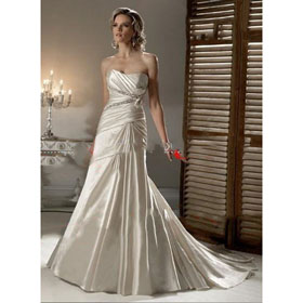 Gowns White Ivory New Empire Strapless Applique Beaded A Line Wedding Dresses Bridal