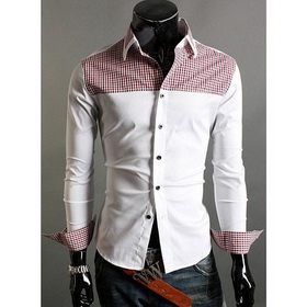 Free Shiping Men's Long Sleeve Shirts Men's Slim Luxury Stylish Patched Dress Shirts AU:S M L