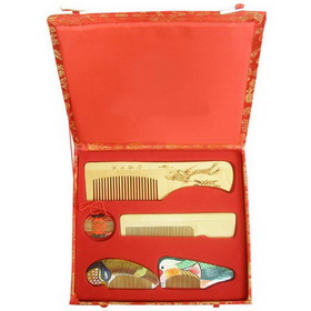 New!spun Gold Wood Comb Mandarin Duck Wedding Gift -A113
