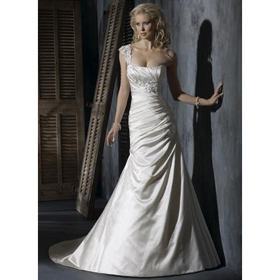 One Shoulder Slim A Line Wedding Dress, Wd10090