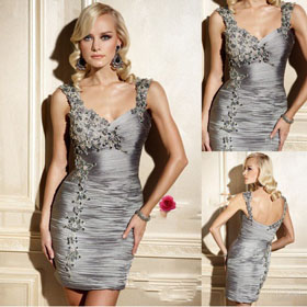 2011 Spring Custom-made V-neck Beading Flower Cocktail Dress CD-07-13