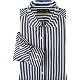 Free Shipping with Disabilities Casual Cotton White Long-sleeved Shirt Black Stripe Slim Edition