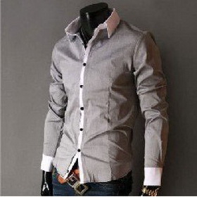 New Mens Shirts Casual Slim Fit Stylish Dress Shirts Colour:Gray US Size:S,M,L,XL
