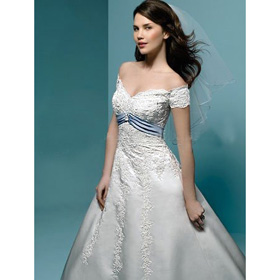 A Line Portrait Satin Wedding Dress