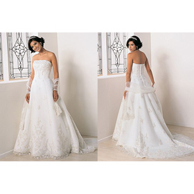 Hot Sale Stunning A Line Sleeveless Appliqued Satin Wedding Dresses Wholesale and Retail with Free Shipping WD-D032