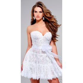 White Lace Sweetheart Cocktail Dress