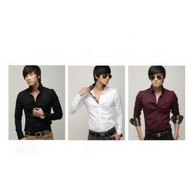 Free Shipping New Mens Shirt Casual Slim Fit Stylish Dress Shirts WHITE,BLACK,RED 6029