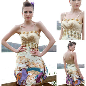 Free Shipping! MOQ:1 Piece, New Arrival Spaghetti Strap Print Cocktail Dress, Ladies Short Dress, Ball Dress 82629 Retal