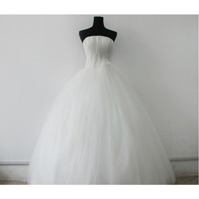 In-stock Items Wholesale Discount Real Picture Strapless White Organza Wedding Dress&wedding Gown&bridal Dress