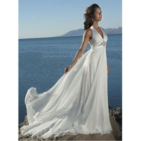Free Shipping Best Selling Beach Halter Chiffion A Line Wedding Dresses Bridal Gowns Bridal Dress Custom Size&color