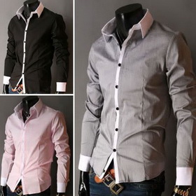 Fashion Men's Slim Luxury Stylish Patched Dress Shirts XS S M L Long Sleeve Shirt Casual Slim Fit Stylish Dress Shirts