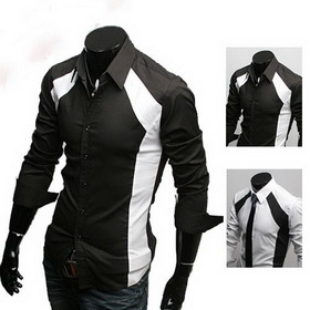 Collision-color Design,special Collar, Solid Color Shirts.Mens Slim Luxury Stylish Patched Dress Shirts,Casual Shirts,