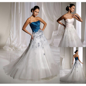 Leading Style Organza Strapless Appliqued A Line Wedding Dresses