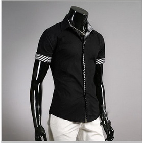 Free Shipping Wholesale Fashion Male Shirts Men's Short Sleeve Cotton Shirt Business Dress Shirt Summer Stylish Shirt 5pcs/lot