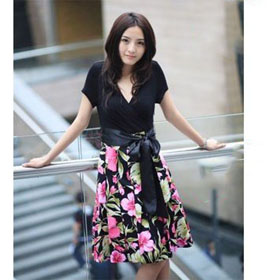 Discount! Sexy V Neck Evening/party/cocktail Dress Women's/ladies Dress,printing Sexy Dress,Free Shipping, Skt-044