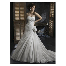 High Quality Taffeta Sweetheart Strapless Rouched A Line Wedding Dress Skirt with Lace Up Clouser WM-0229