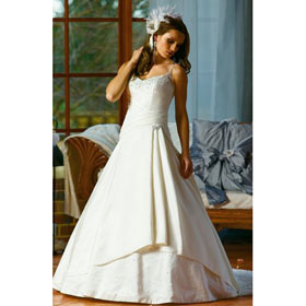 Wholesale - - 2011 Sexy Ball Gown Train A Line Women's Dresses Satin Spaghetti Wedding Dresses