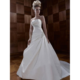 New Style Strapless Beaded A Line Wedding Dress