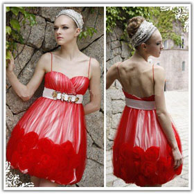 Coniefox Sexy Red Knee-Length Cocktail Dress 80303