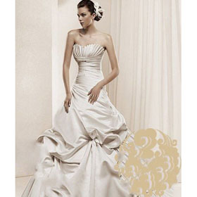 Pleated Pick Up Skirts Ruched Corset Bodice A Line Wedding Dresses Strapless CG030611