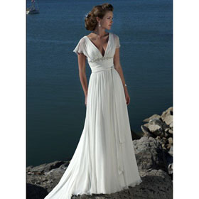 Sexy Style Chiffon A Line Sleeveless Lace Up Wedding Dresses Beach Wedding Dress