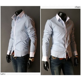 Wholesale Fashion Men's Slim Luxury Stylish Patched Dress Shirts XS S M L Long Sleeve Shirt Casual Slim Fit Stylish Dress Shirts