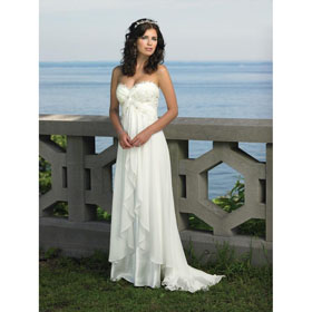Evening Prom Gown Sweetheart Chiffon Beach Wedding Dress Cheap !