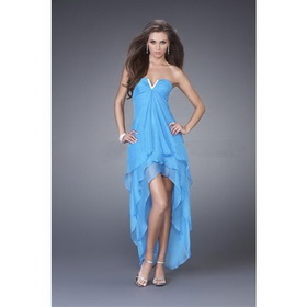 Free Shipping Blue Silk Stretch Sweet Heart Cocktail Dress