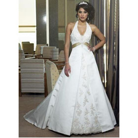 A Line Wedding Dresses Halter Bridal Wedding Gown Ball Prom Evenning Dress Chapel Train 03