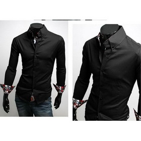 20/lot New Mens Casual Slim Fit Stylish Dress Shirts Colour:Black Size XS,S,M