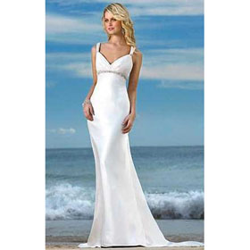Wholesale - 2011 Hot Sell V Neckline Smooth Line Wedding Dresses//Beach Wedding Dresses =554