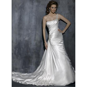 One Shoulder Slim A Line Wedding Dress, Wd10083