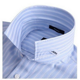 Sky Blue Stripes Jacquard Weave Shirt, Man's Shirt, Cotton Shirt