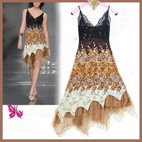 06212BR Free Shipping 2011 Prom Sexy Brown Fashion Lace Straps Cocktail Dress