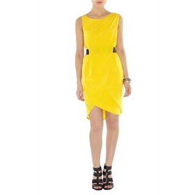 2011 Newest Hot Sale Sleeveless Yellow Cocktail Dress Wholesale/retail