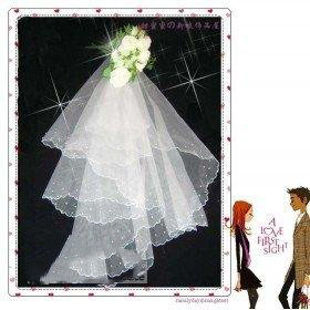 Shipping White Embroidery Edge Organza Butterfly Wedding Veil Accessories for Bride 2011 NEW ArrFree