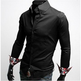 Free Shipping New Mens Casual Slim Fit Stylish Dress Shirts Colour:Black Size XS,S,M 08