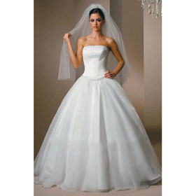Free Shipping! Elegant Custom-made Gathered Organza Full A Line Wedding Dress Adorned With Beadwork
