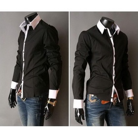 Fashion Men's Slim Luxury Stylish Patched Dress Shirts XS S M L Long Sleeve Shirt Casual Slim Fit Stylish Dress Shirts