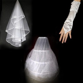 Best Selling Wedding Dress Accessories,bridal Dress Set( Petticoat,veil,glove)