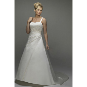 Free Shipping EL631 Formal A-Line Satin White Ivory Beaded Wedding Dress On Line