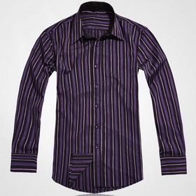 FREE SHIPPING:Wholesale Male Shirts /Men's Dark-purple Stripes Shirt/Men's Long Sleeve Shirt /business Shirt / Cotton Shirt 004