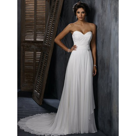 Strapless Floor-Length Sleeveless Chiffon A Line Wedding Dresses