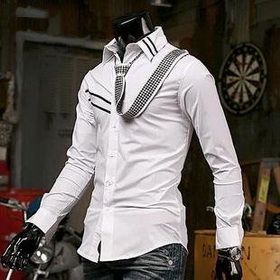 FREE SHIPPING NWT Mens Slim Luxury Stylish Patched Dress Shirts Size: M L XL 0777