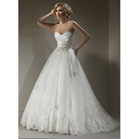 Sexy Style White A Line Sleeveless Lace Wedding Dresses Sweetheart Wedding Dress