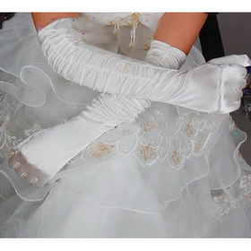 New 2010 White New Style Satin Wedding Bridal Glove Free Shipping