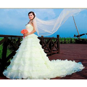 2011 Sexy New Strapless A Line Wedding Dresses Tulle Tiered Gowns