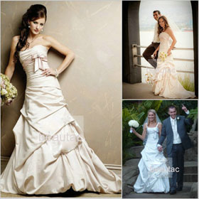 Free Shipping Strapless A Line Cascading Ruffle Wedding Dress Stack-up Wedding Dress